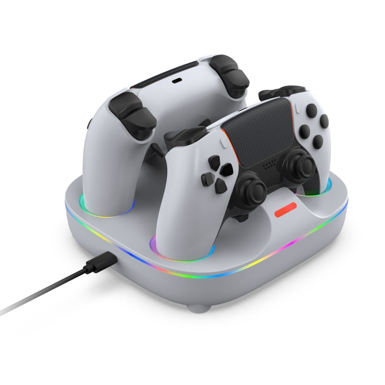 For PS5 Controller Dual Charger Charging Stand Docking Station With RGB Ambient Light(White) - Charger & Power by PMC Jewellery | Online Shopping South Africa | PMC Jewellery | Buy Now Pay Later Mobicred