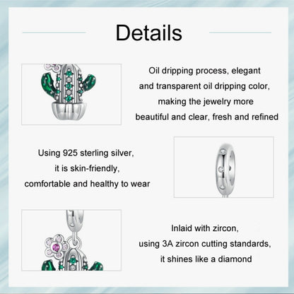 S925 Sterling Silver DIY Desert Cactus Potted Pendant Beads(SCC2831) - Jewelry Accessories by PMC Jewellery | Online Shopping South Africa | PMC Jewellery | Buy Now Pay Later Mobicred