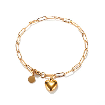 OPK 1161 Cool Style Peach Heart Round Pendant Stainless Steel Bracelet, Color: Rose Gold - Bracelets by OPK | Online Shopping South Africa | PMC Jewellery | Buy Now Pay Later Mobicred