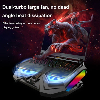 YL-017 2-Fans RGB Lighting Effect Silent Adjustable Speed Laptop Cooling Stand(Black) - Cooling Pads by PMC Jewellery | Online Shopping South Africa | PMC Jewellery | Buy Now Pay Later Mobicred