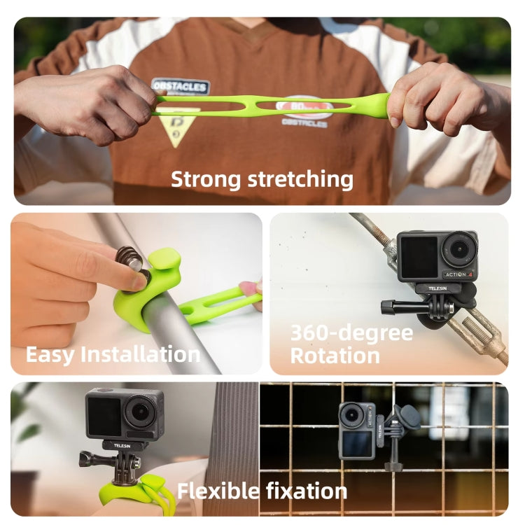 TELESIN Action Camera Mount Silicone Adjustable Mini Flexible Bracket For GoPro HERO / Insta360 / DJI Action Camera(Black) - free shipping - PMC TechLife - Order now!