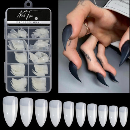 100pcs /Box Stiletto Nail Tips Halloween Style Stiletto False Eagle Claw Art Nails(Natural) - Nail Stickers by PMC Jewellery | Online Shopping South Africa | PMC Jewellery | Buy Now Pay Later Mobicred