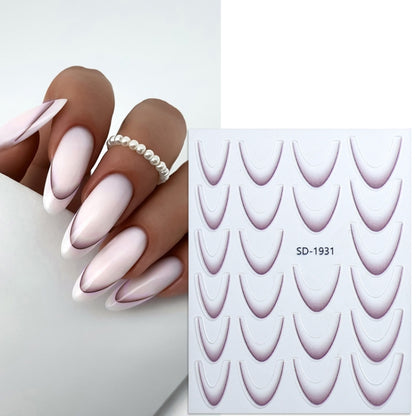 SD-1931 Line Nail Art Stickers Self-Adhesive Gradient Color French Manicure Stickers DIY Nail Tips Decals - Nail Stickers by PMC Jewellery | Online Shopping South Africa | PMC Jewellery | Buy Now Pay Later Mobicred