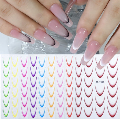 SD-1929 Line Nail Art Stickers Self-Adhesive Gradient Color French Manicure Stickers DIY Nail Tips Decals - Nail Stickers by PMC Jewellery | Online Shopping South Africa | PMC Jewellery | Buy Now Pay Later Mobicred