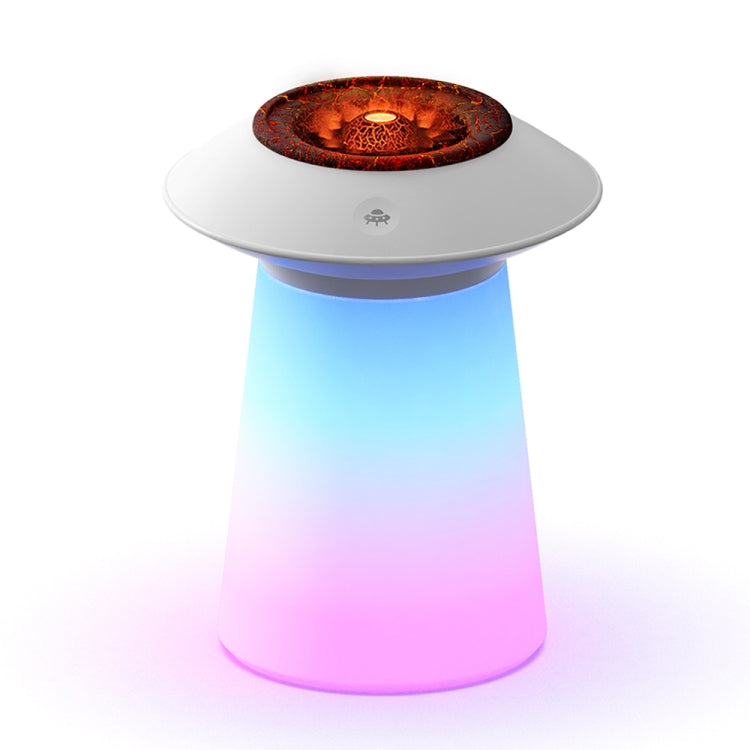 HX126 Sound Pickup RGB Light Volcano Humidifier Simulated Flame Aromatherapy Machine, Color: White - free shipping - PMC TechLife - Order now!
