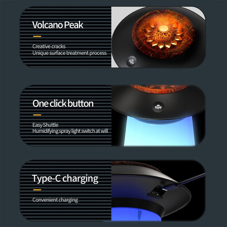 HX126 Sound Pickup RGB Light Volcano Humidifier Simulated Flame Aromatherapy Machine, Color: Black - Air Purifiers & Accessories by PMc TechLife | Online Shopping South Africa | PMc TechLife | Buy Now Pay Later Mobicred