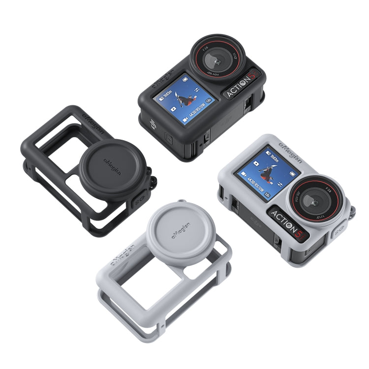 For DJI Osmo Action 5 Pro aMagisn Silicone Protective Case with Lanyard and Lens Cap(Light Gray) - free shipping - PMc TechLife - Order now!