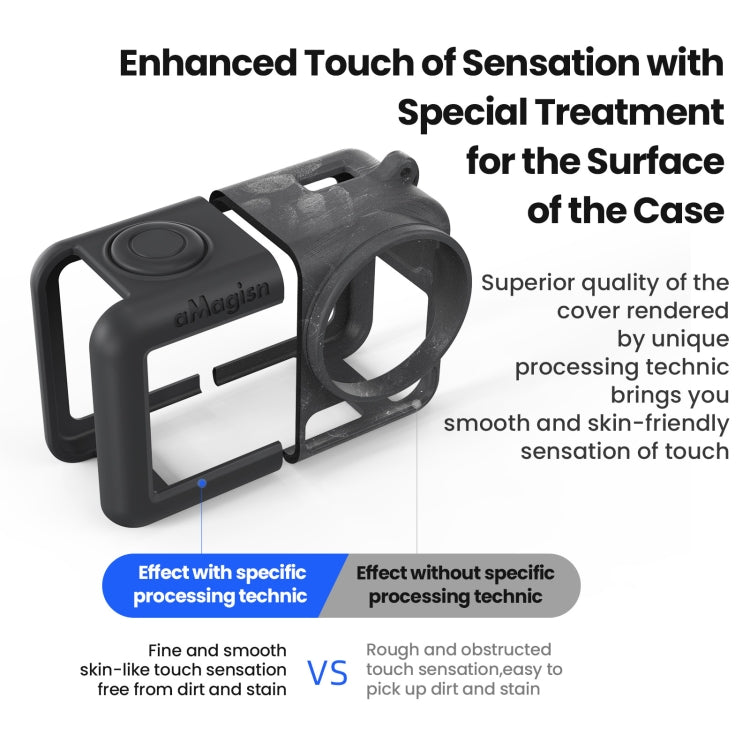 For DJI Osmo Action 5 Pro aMagisn Silicone Protective Case with Lanyard and Lens Cap(Light Gray) - free shipping - PMc TechLife - Order now!