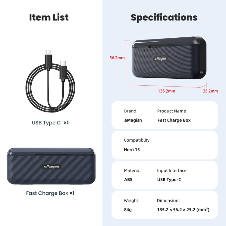 For GoPro HERO13 Black aMagisn Battery Charging Box Triple Slot Charging Case - free shipping - PMC TechLife - Order now!