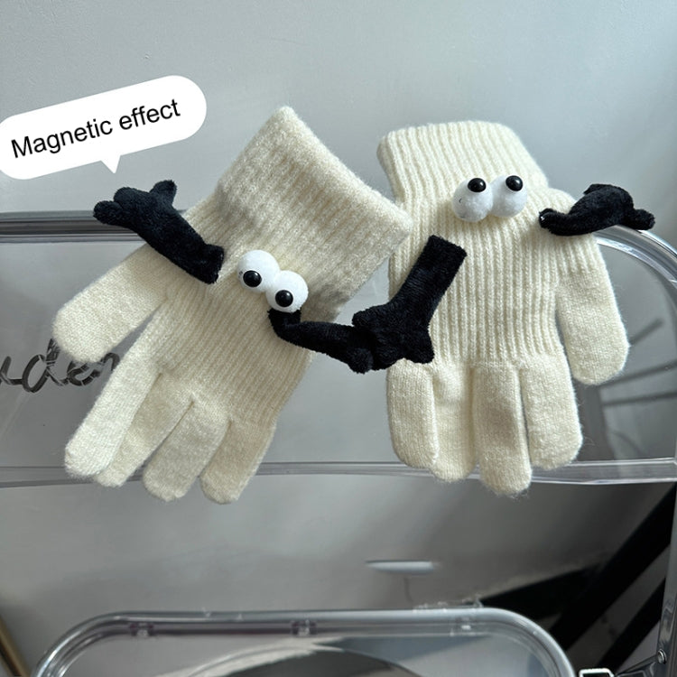 Fall Winter Couple Students Magnetic Warm Gloves Cute Dolls Outdoor Hand In Hand Mittens, Size: Average(White+Black) - Full Finger Gloves by PMC TechLife | Online Shopping South Africa | PMC TechLife | Buy Now Pay Later Mobicred