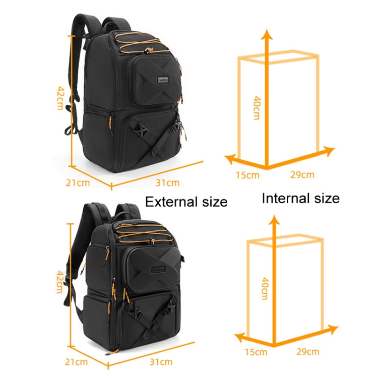 Cwatcun D132 DSLR Camera Backpack Hard-shell Crashproof Waterproof Decompression Shoulder Photo Bag, Color: 1st Generation Large Black - free shipping - PMC TechLife - Order now!