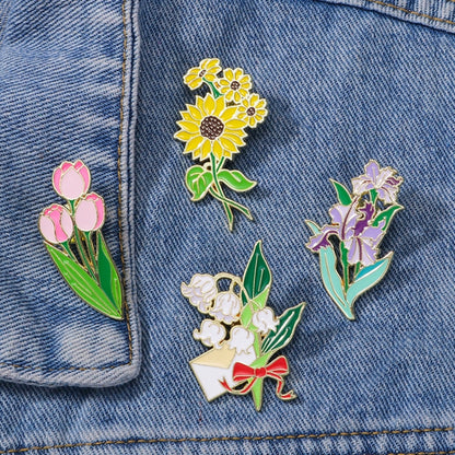 CZ0976-2 Cartoon Plant Flower Alloy Enamel Badge Garden Style Sunflower Clothing Bag Brooch Ornament - Brooches by PMC Jewellery | Online Shopping South Africa | PMC Jewellery | Buy Now Pay Later Mobicred