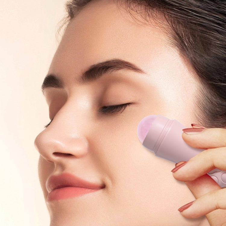 Natural Rose Quartz Face Oil Absorbing Roller Volcanic Stone Facial Skin Repair Cleansing Massager(White) - free shipping - PMC TechLife - Order now!