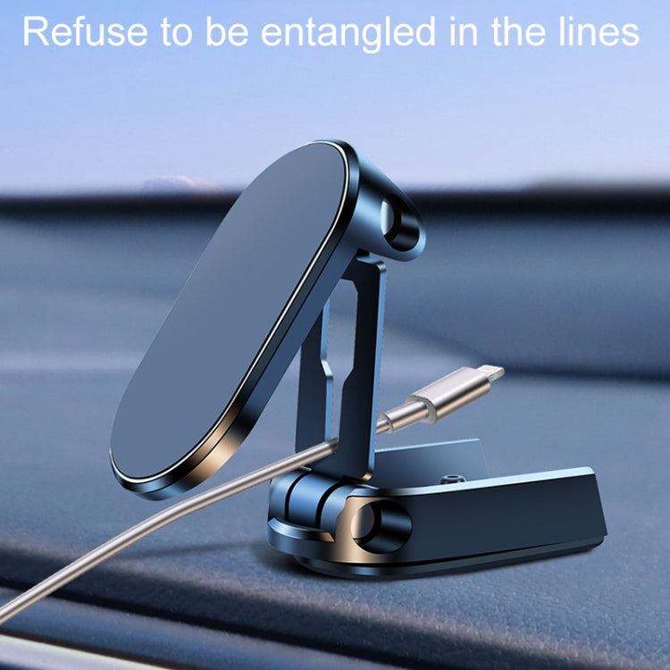 D11 Magnetic Folding Car Phone Holder Rotatable Dashboard Stick-On Navigation Stand(Silver Gloosy) - Car Holders by PMC Jewellery | Online Shopping South Africa | PMC Jewellery | Buy Now Pay Later Mobicred