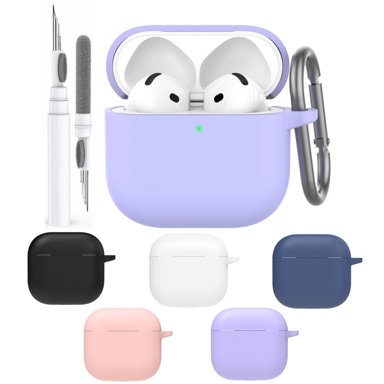 For Airpods 4 AhaStyle WG163 Earphone Drop-Proof Dust-Proof Silicone Protective Case With Cleanning Pen(Blue) - free shipping - PMC Jewellery - Order now!