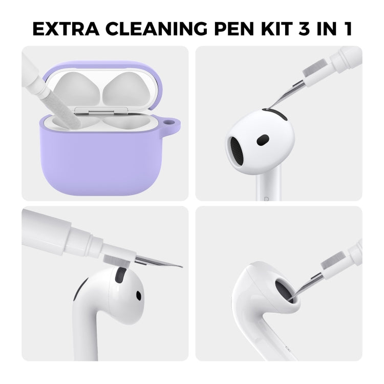 For Airpods 4 AhaStyle WG163 Earphone Drop-Proof Dust-Proof Silicone Protective Case With Cleanning Pen(Blue) - free shipping - PMC Jewellery - Order now!