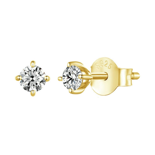 MSE038 S925 Sterling Silver Moissanite Earrings, Color: 0.1ct Gold - Stud Earrings & Earrings by PMC Jewellery | Online Shopping South Africa | PMC Jewellery | Buy Now Pay Later Mobicred