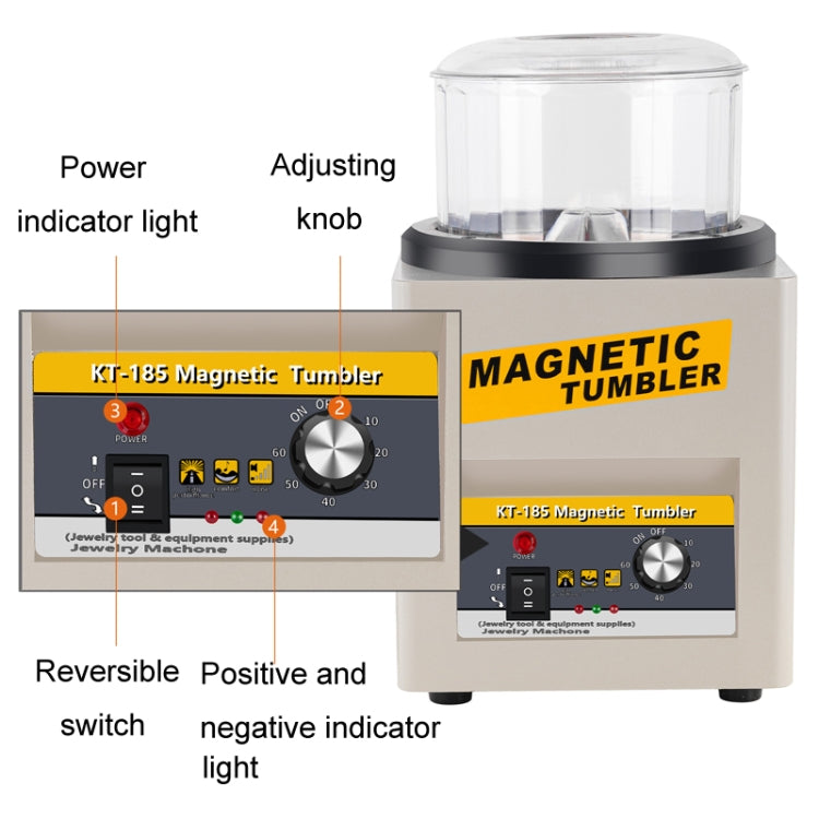 KT-185 Magnetic Polishing Tumbler Stainless Steel Deburring And Polishing Machine, EU Plug(Black) - Polishing Repair by PMC TechLife | Online Shopping South Africa | PMC TechLife | Buy Now Pay Later Mobicred