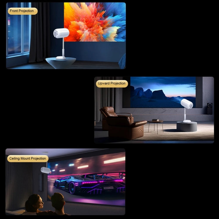 TS-6 Android 11 WiFi6 4K Mini Projector Hidden Lift Gimbal Projector UK Plug(White) - free shipping - PMC Jewellery - Order now!