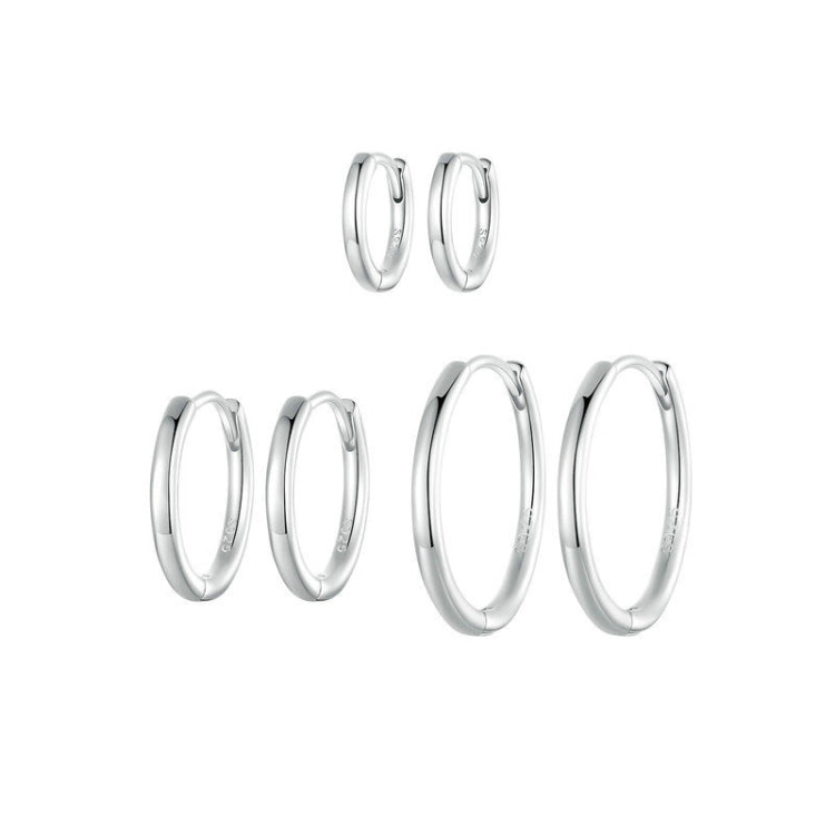 SCE1772 S925 Sterling Silver Platinum-plated Hoop Earrings, Size: L - Stud Earrings & Earrings by PMC Jewellery | Online Shopping South Africa | PMC Jewellery | Buy Now Pay Later Mobicred