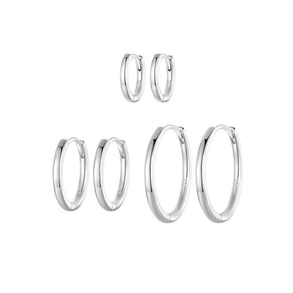 SCE1772 S925 Sterling Silver Platinum-plated Hoop Earrings, Size: M - Stud Earrings & Earrings by PMC Jewellery | Online Shopping South Africa | PMC Jewellery | Buy Now Pay Later Mobicred