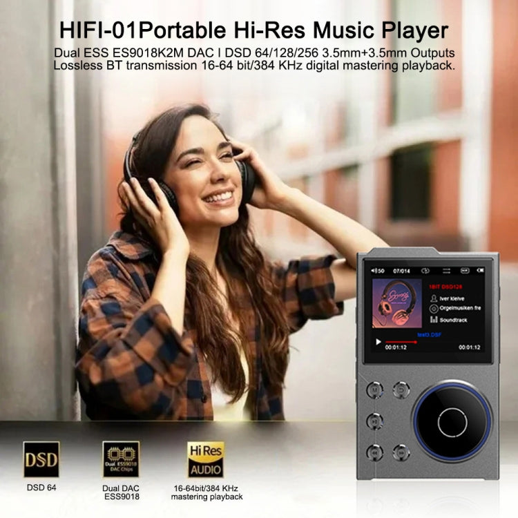 2.4 Inch HIFI Bluetooth Music Player DSD256 Mastering Sound Quality Walkman, Memory: 16GB+8GB(Black) - MP3 Player by PMC TechLife | Online Shopping South Africa | PMC TechLife | Buy Now Pay Later Mobicred