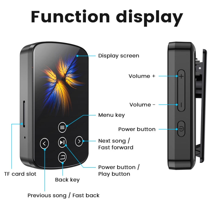 MP3 Bluetooth Music Player HIFI Sports Clip Touch Screen MP4, Memory: 16GB(Black) - MP3 Player by PMC Jewellery | Online Shopping South Africa | PMC Jewellery | Buy Now Pay Later Mobicred