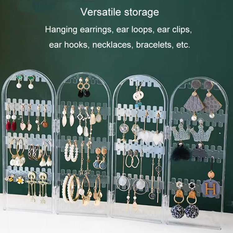 Earrings Studs Display Rack Folding Screen Jewelry Display Stand Necklace Storage Rack, Color: 4 Doors Clear - Jewelry Storages by PMC Jewellery | Online Shopping South Africa | PMC Jewellery | Buy Now Pay Later Mobicred