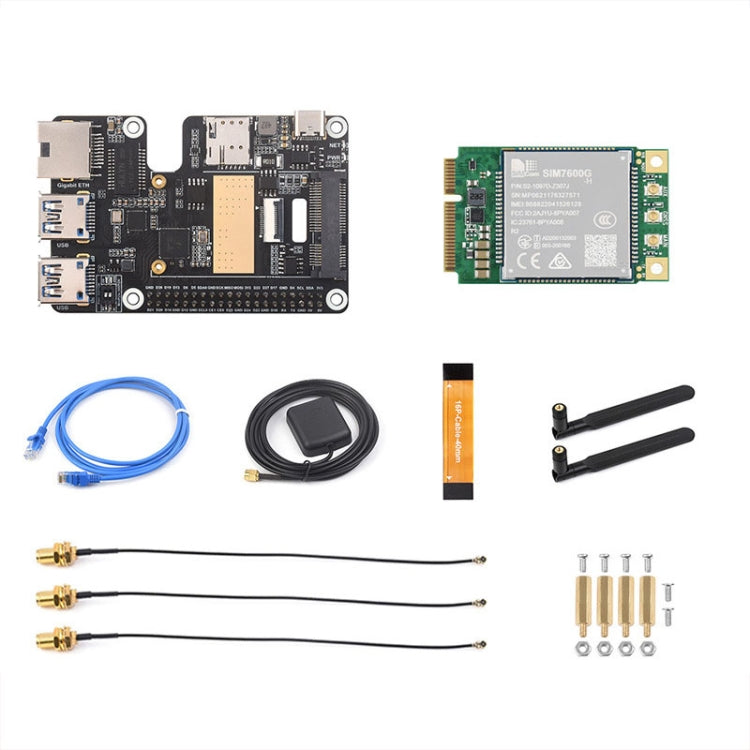 Waveshare For Raspberry Pi 5 PCIe to MiniPCIe / Gigabit Ethernet / USB 3.2 Gen1 HAT, Spec: SIM7600G-H - Raspberry Pi Accessories by Waveshare | Online Shopping South Africa | PMC Jewellery | Buy Now Pay Later Mobicred