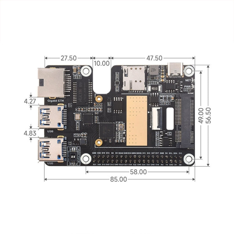 Waveshare For Raspberry Pi 5 PCIe to MiniPCIe / Gigabit Ethernet / USB 3.2 Gen1 HAT, Spec: SIM7600G-H - free shipping - PMC Jewellery - Order now!