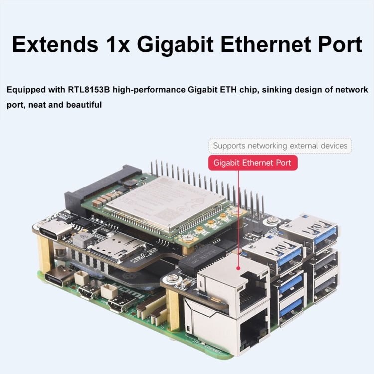Waveshare For Raspberry Pi 5 PCIe to MiniPCIe / Gigabit Ethernet / USB 3.2 Gen1 HAT, Spec: SIM7600G-H - free shipping - PMC Jewellery - Order now!