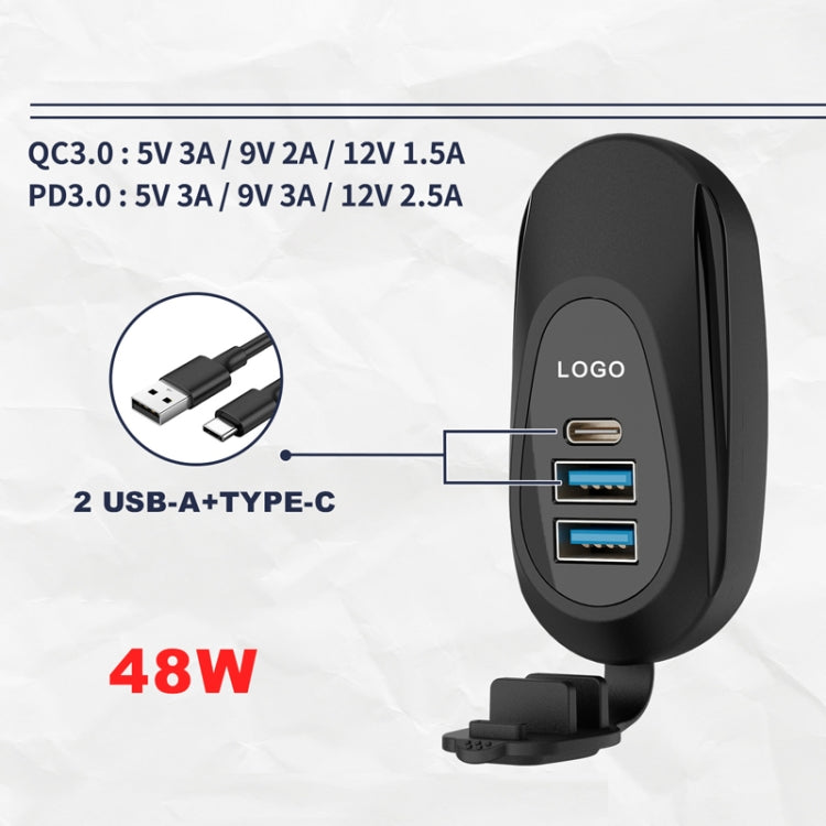 12-24V Bus Handlebar Installed USB Fast Charging Charger, Specifications: 2U QC+QC - DIY Modified Charger by PMC Jewellery | Online Shopping South Africa | PMC Jewellery | Buy Now Pay Later Mobicred