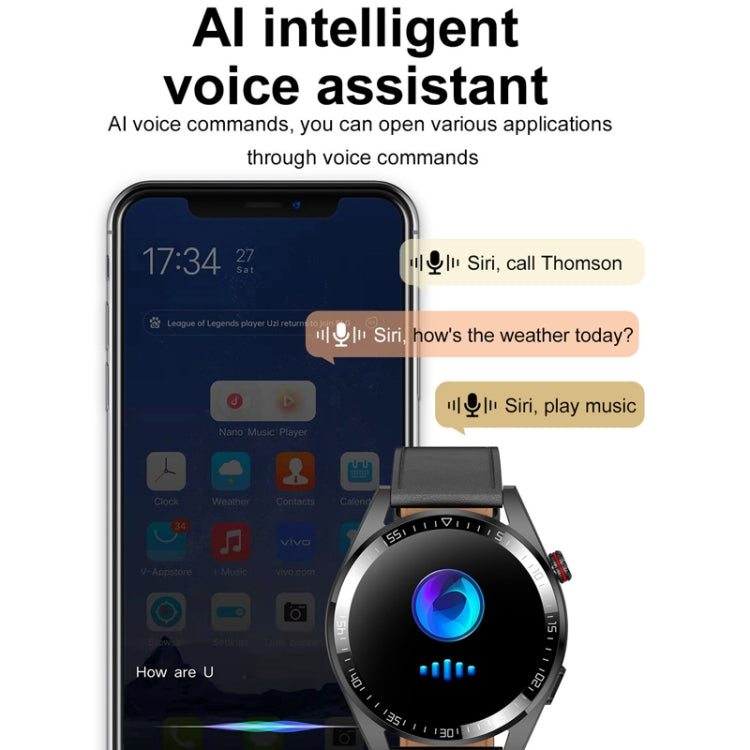 1.43 inch AMOLED Screen Smartwatch Heart Rate Blood Pressure Monitoring Bluetooth Talking Sports Watch, Color: Silver Leather Strap - Smart Watches by PMC TechLife | Online Shopping South Africa | PMC TechLife | Buy Now Pay Later Mobicred