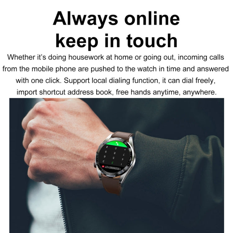 1.43 inch AMOLED Screen Smartwatch Heart Rate Blood Pressure Monitoring Bluetooth Talking Sports Watch, Color: Silver Leather Strap - Smart Watches by PMC TechLife | Online Shopping South Africa | PMC TechLife | Buy Now Pay Later Mobicred