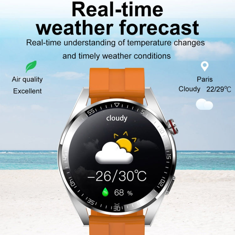 1.43 inch AMOLED Screen Smartwatch Heart Rate Blood Pressure Monitoring Bluetooth Talking Sports Watch, Color: Silver Orange Silicone Strap - Smart Watches by PMC TechLife | Online Shopping South Africa | PMC TechLife | Buy Now Pay Later Mobicred