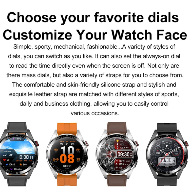1.43 inch AMOLED Screen Smartwatch Heart Rate Blood Pressure Monitoring Bluetooth Talking Sports Watch, Color: Silver Orange Silicone Strap - Smart Watches by PMC TechLife | Online Shopping South Africa | PMC TechLife | Buy Now Pay Later Mobicred