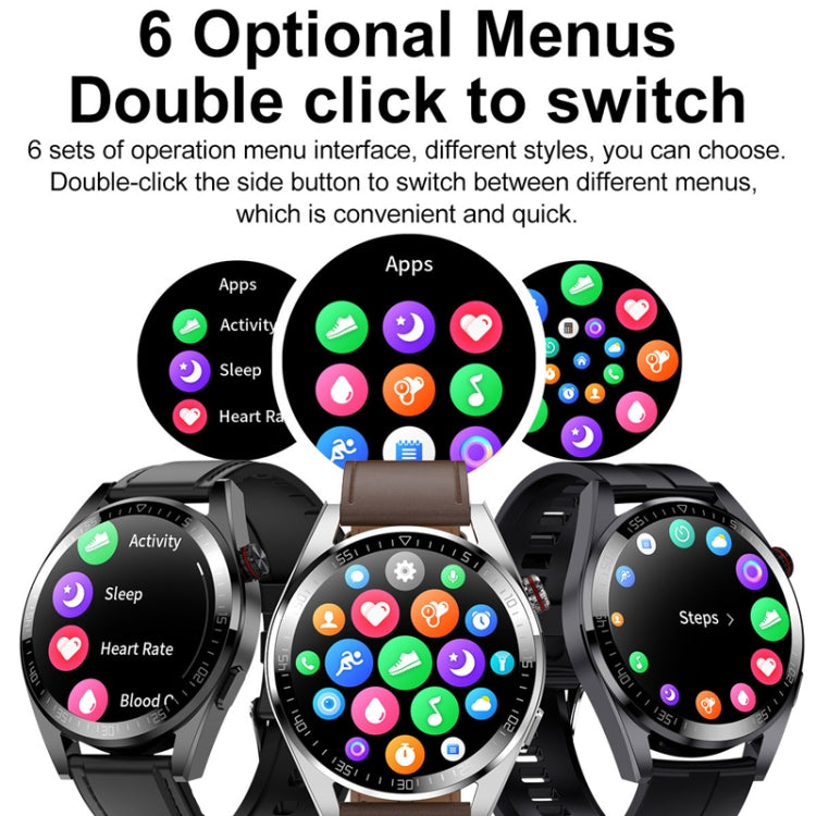 1.43 inch AMOLED Screen Smartwatch Heart Rate Blood Pressure Monitoring Bluetooth Talking Sports Watch, Color: Black Silicone Strap - Smart Watches by PMC TechLife | Online Shopping South Africa | PMC TechLife | Buy Now Pay Later Mobicred