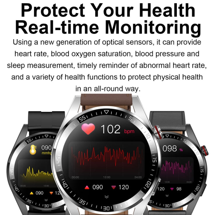 1.43 inch AMOLED Screen Smartwatch Heart Rate Blood Pressure Monitoring Bluetooth Talking Sports Watch, Color: Black Leather Strap - Smart Watches by PMC TechLife | Online Shopping South Africa | PMC TechLife | Buy Now Pay Later Mobicred