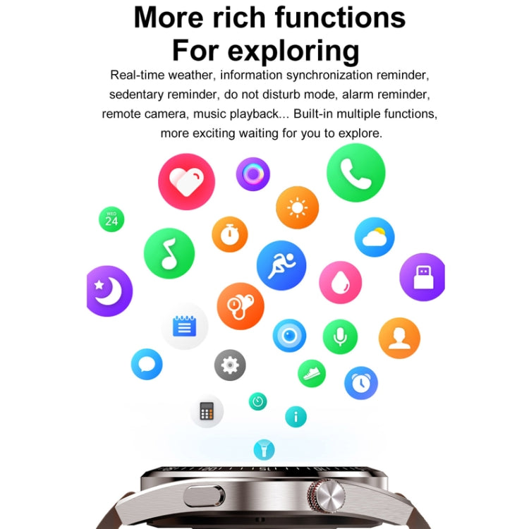 1.43 inch AMOLED Screen Smartwatch Heart Rate Blood Pressure Monitoring Bluetooth Talking Sports Watch, Color: Black Leather Strap - Smart Watches by PMC TechLife | Online Shopping South Africa | PMC TechLife | Buy Now Pay Later Mobicred