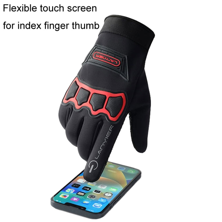 LANYIER Fall Winter Motorcycle Outdoor Riding Gloves Men Velvet Warm Non-slip Touch Screen Windproof Gloves, Size: Average(Blue) - Locomotive Gloves by LANYIER | Online Shopping South Africa | PMC TechLife | Buy Now Pay Later Mobicred