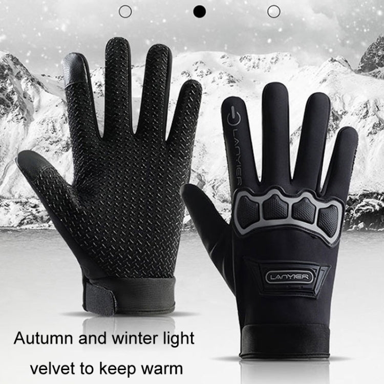 LANYIER Fall Winter Motorcycle Outdoor Riding Gloves Men Velvet Warm Non-slip Touch Screen Windproof Gloves, Size: Average(Blue) - Locomotive Gloves by LANYIER | Online Shopping South Africa | PMC TechLife | Buy Now Pay Later Mobicred