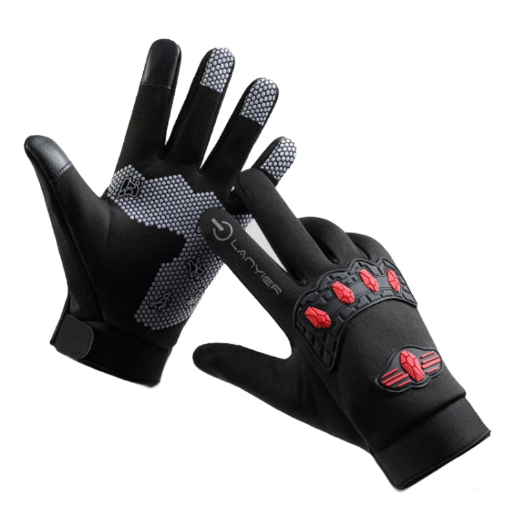 LANYIER Fall Winter Men Outdoor Motorcycle Gloves Riding Warm Windproof Anti-Slip Waterproof Touch Screen Gloves, Size: Average(Blue) - Safety Gloves by LANYIER | Online Shopping South Africa | PMC TechLife | Buy Now Pay Later Mobicred