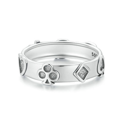 S925 Sterling Silver Playing Card Ring(No.8) - Rings by PMC Jewellery | Online Shopping South Africa | PMC Jewellery | Buy Now Pay Later Mobicred