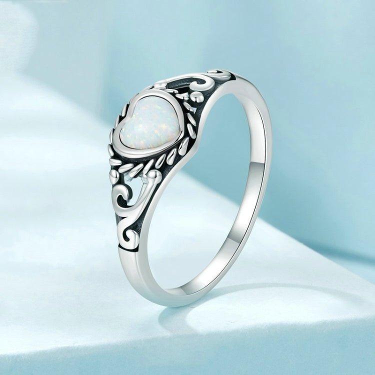 S925 Sterling Silver Opal Pattern Love Ring(No.6) - Rings by PMC Jewellery | Online Shopping South Africa | PMC Jewellery | Buy Now Pay Later Mobicred