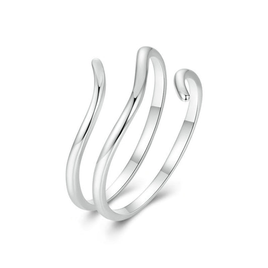 S925 Sterling Silver Platinum-plated Multi-layered Wrap-around Open Ring(SCR1040-E) - Rings by PMC Jewellery | Online Shopping South Africa | PMC Jewellery | Buy Now Pay Later Mobicred