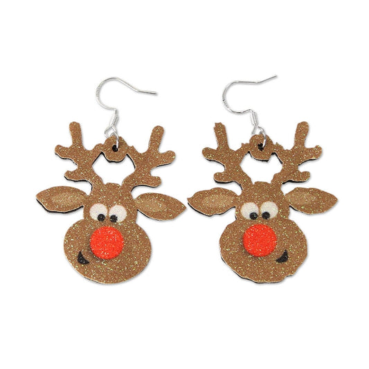 Christmas Element Cartoon Decoration Earrings Shiny Earrings, Spec: Elk - free shipping - PMC Jewellery - Order now!