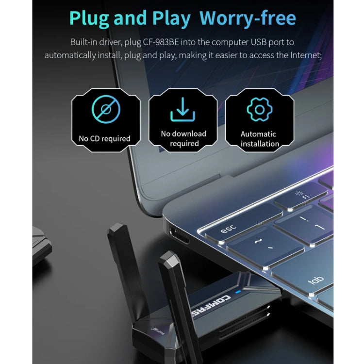 COMFAST CF-983BE WiFi7 Tri-Band 6500Mbps USB Wireless Network Adapter PC Network Card - free shipping - PMC TechLife - Order now!