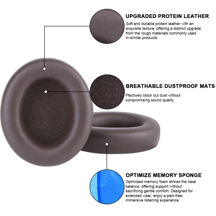 1pair For Beats Studio Pro Headphone Leather Sponge Cover Earmuffs(Gray) - free shipping - PMC Jewellery - Order now!