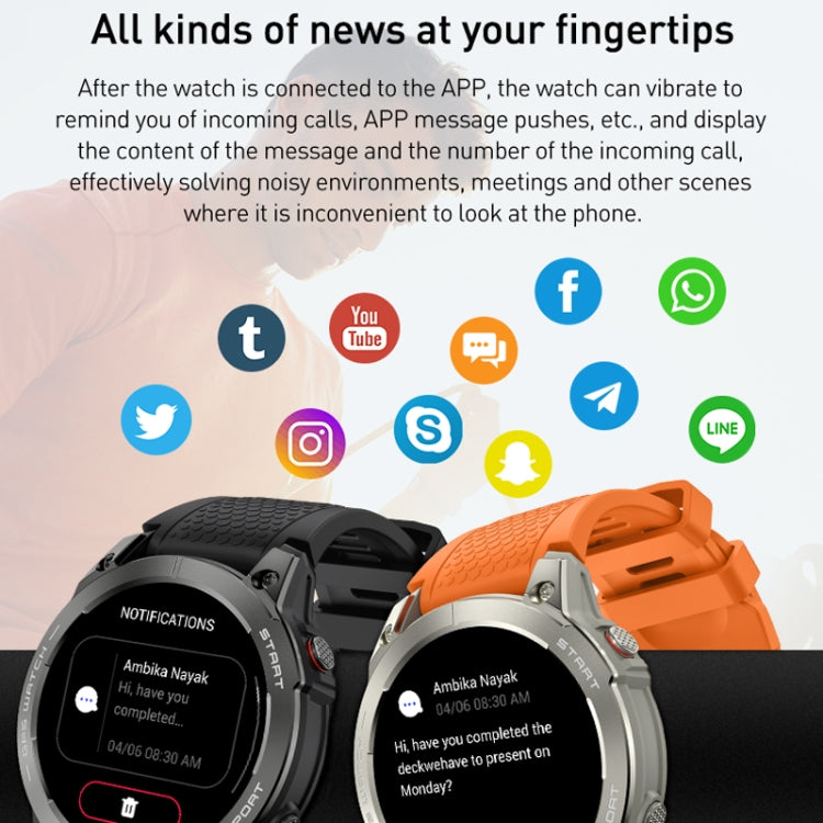 Outdoor Sports Smart Watch 1.43 Inch Ultra HD AMOLED Screen Bluetooth Talking Watch(Orange) - Smart Watches by PMC TechLife | Online Shopping South Africa | PMC TechLife | Buy Now Pay Later Mobicred