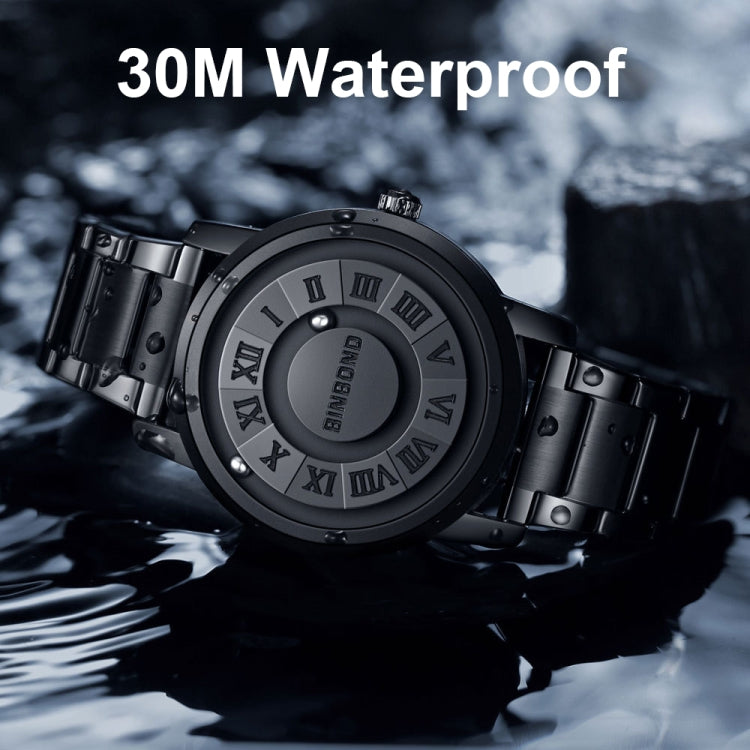 BINBOND B234 30m Waterproof Magnetic Suspension Watch, Color: Yellow Leather-Black Steel-Black - Leather Strap Watches by BINBOND | Online Shopping South Africa | PMC Jewellery | Buy Now Pay Later Mobicred